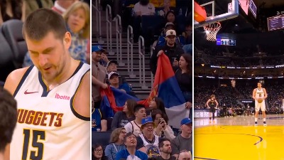 SKANDAL u San Francisku: Obezbeđenje isteralo Srbe sa Jokićevog meča zbog trobojke (VIDEO)