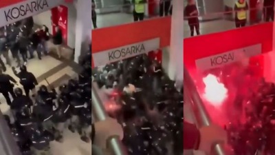 MAKLJAŽA U ARENI! Derbi Zvezde i Partizana u senci haosa: Delije u okršaju sa žandarmerijom - baklje i stampedo (VIDEO)